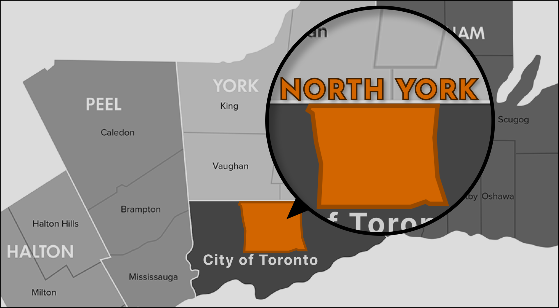 North York Map With a Magnified Portion
