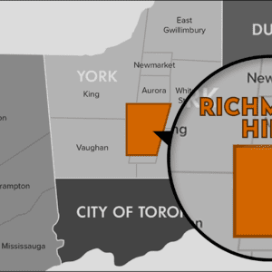 Richmond Hill Map in Shades of Grey